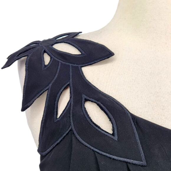 Tibi Asymmetrical One Shoulder Dress 3D Applique Motif - Picture 1 of 7